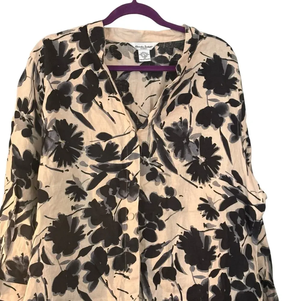 Alexandra Bartlett 100% Linen Woman’s 2X Button Up Tunic Top Blouse 3/4 Sleeve - Picture 10 of 10